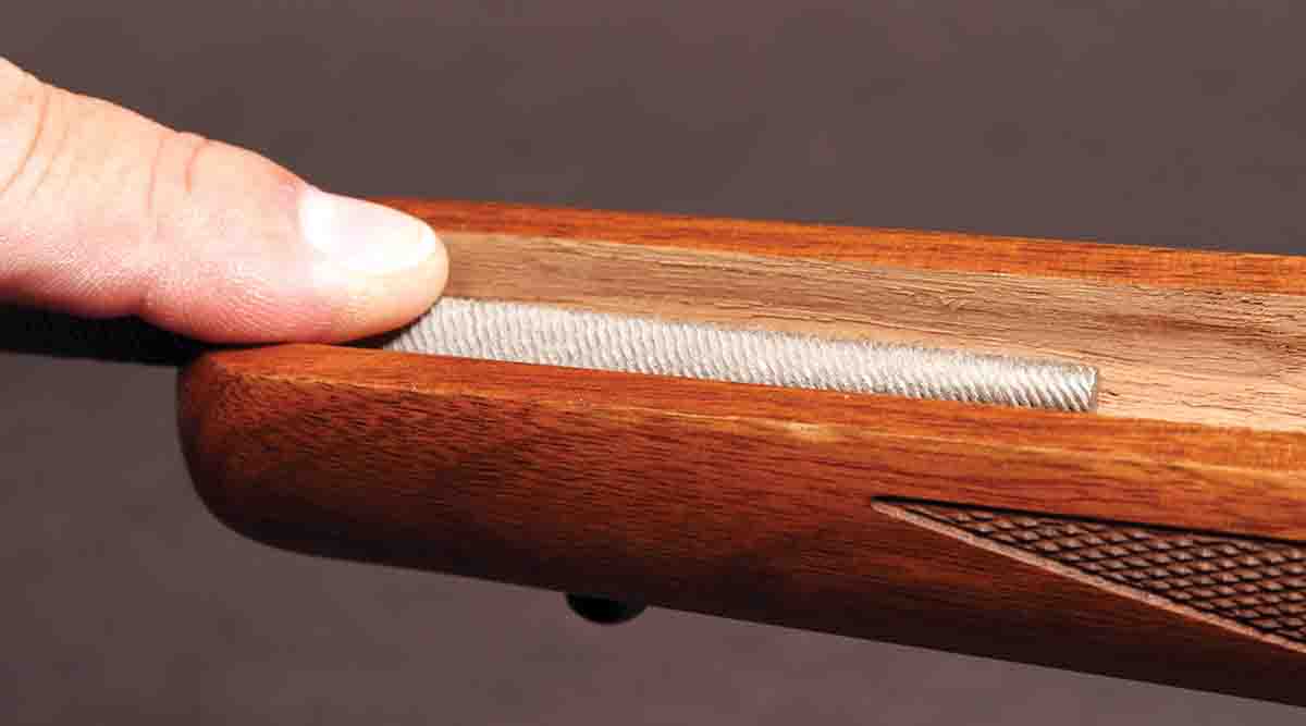 Some rifles walk their shots not because of the barrel, but because of the pressure- point bedding in the forend meant to dampen barrel vibrations. This can work with a well-made stock, but often such rifles shoot more accurately when the tip-hump is removed, free-floating the barrel.